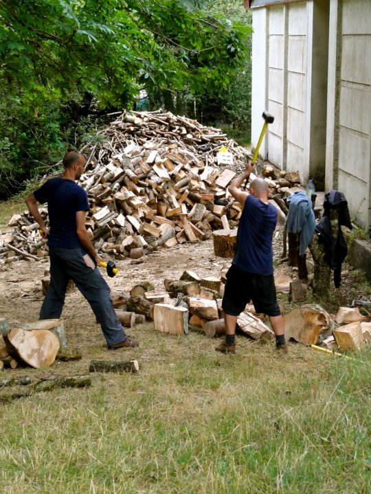  chopping wood for the winter