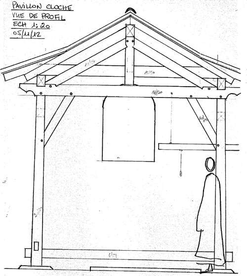 Plan du pavillon de la grande cloche du temple zen Yujo Nyusanji